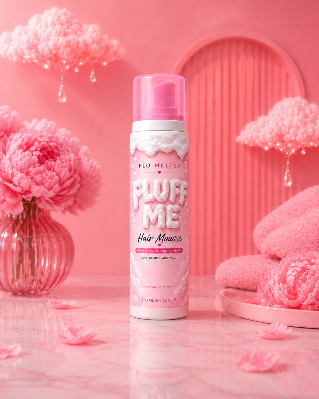 Mousse coiffante FloBeautyUK Volume et tenue longue durée