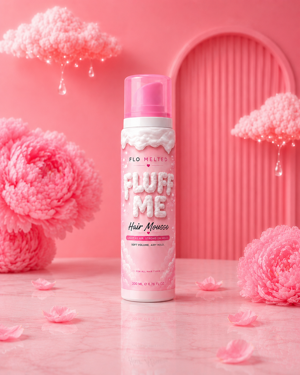 Mousse coiffante FloBeautyUK Volume et tenue longue durée