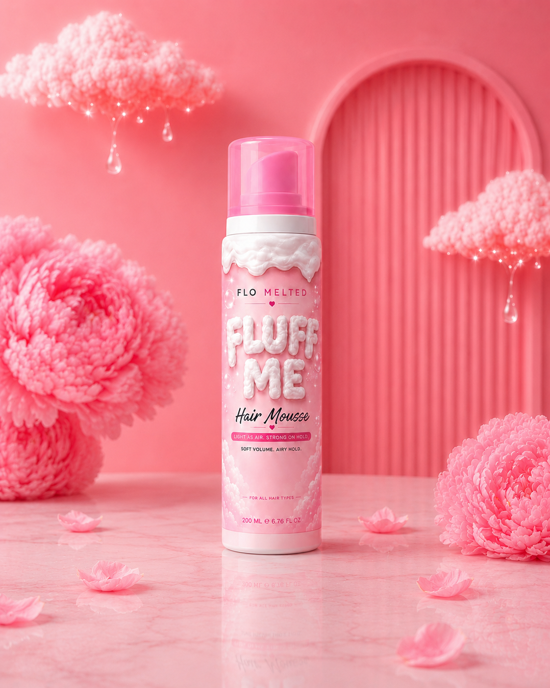 Mousse coiffante FloBeautyUK Volume et tenue longue durée